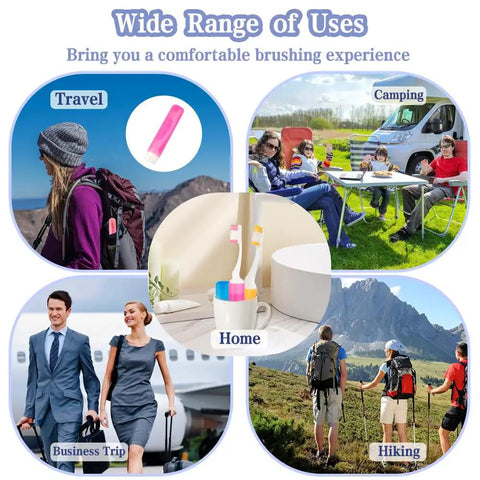 Three Pack Travel Toothbrush Set With Soft Bristles for travel, camping, business trips, and home use