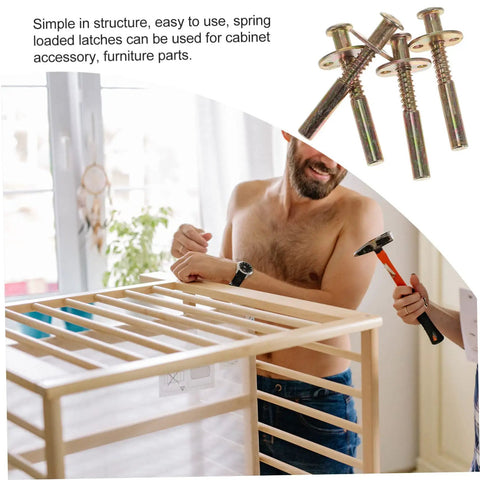 4 Pack Spring Loaded Latch Kit for Crib and Bed Rails with iron construction and easy installation demonstration