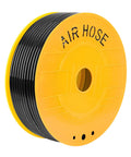 Coiled PU Air Hose 12mm OD X 8mm ID Black Flexible Pneumatic Tubing, 100m spool for air compressors, pro grade durable polyurethane