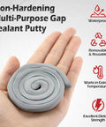 Hand holding grey Moldable Silicone Putty For Quick Gap Sealing Non Hardening Duct Sealant For Metal Glass Wood Ceramic