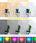 Smart RGB Floor Lamp With Alexa And Google Home WiFi, Tall Modern Torchiere Standing Lamp, color temperature and brightness settings