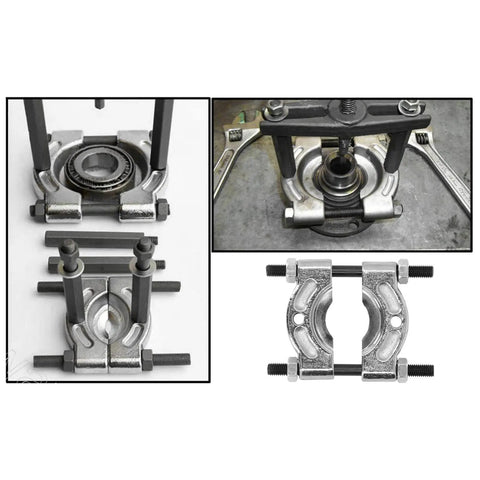 Bearing Separator And Splitter Puller Kit For Cars, Heavy Duty Alloy Steel Professional Remover Tool shown disassembled and in use
