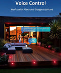 Outdoor RGB Deck Lights 30 Pack Waterproof Recessed 12V Low Voltage LED With Remote And App Control illuminating deck at night