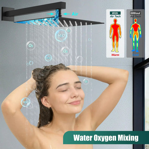 Square Rain Shower System 10 Inch Matte Black With 2 In 1 Handheld Sprayer And Fixed Head Wall Mount Rough In Valve high pressure shower