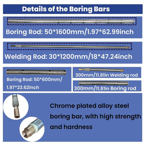 Details of chrome-plated steel boring and welding rods for Heavy Duty Portable Line Boring And Welding Machine Kit