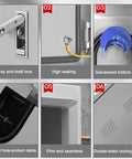 Features of Rugged Outdoor EV Charger Enclosure Wall Mount Heavy Duty Steel Box: anti-theft lock, high sealing, and galvanized plate.