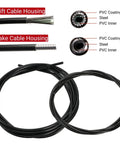 91 Piece Bike Cable Kit With Cutter, Complete Shifter And Brake Cables, Stainless Steel Housing detail with cable cross-section