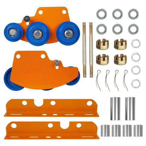 Heavy Duty I-Beam Trolley For Electric Hoist 1 Ton Capacity with dual track rollers and adjustable flange parts displayed
