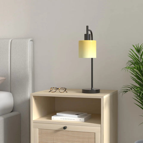 Dope Industrial Table Lamp Set Of 2 With Stepless Dimming USB Ports Glass Shade Vintage Bedside Reading on wooden nightstand