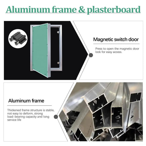 No Sweat Installation Paintable Concealed Access Panel For Drywall Walls And Ceilings Featuring Spring Loaded Pop Out Mechanism with aluminum frame.