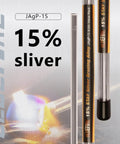 Pro Grade Silver Bearing Brazing Rods BCuP5 With 15 Percent Silver shown with flame for HVAC repairs
