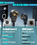 Top Shelf Smart Wifi Level 2 Ev Charger Station 48 Amps Adjustable 240 Volt Home Electric Vehicle showing plug and charging options.