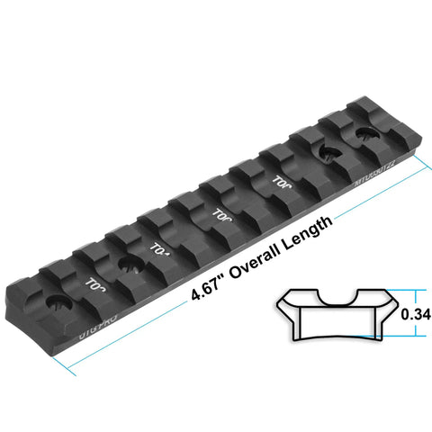 Heavy Duty Ruger 10/22 Picatinny Rail Mount With Sleek Matte Black Finish Machine Milled From Solid Aircraft Aluminum, 4.67" length.
