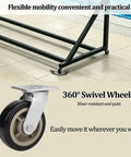 Heavy Duty Two Tier Pool Drying Rack With Swivel Casters For Easy Mobility featuring 360° swivel wheels for flexible movement.