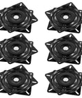 Rock Solid 6X6 Inch Swivel Plates For Bar Stools And Dining Chairs 6 Pack Black Steel rotation base in a stacked arrangement.