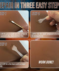 Steps to use Leather And Vinyl Repair Kit For Furniture, Sofa, Jacket, Car Seats And Purse, with easy color match on leather surface