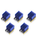 Five TMC2209 V2.0 stepper drivers with large blue heatsinks for 3D printer upgrade, replacing A4988 on SKR V1.3/1.4 Ender 3 control board.
