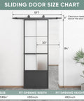 30 Inch By 84 Inch Frosted Tempered Glass Sliding Barn Door With Pre Drilled Carbon Steel Frame Includes 5ft Hardware Kit And Soft Close Mechanism No Fuss Easy DIY Install Space Saving Modern Door Panel For Homes And Apartments installed view