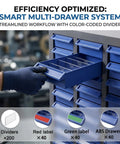 Heavy Duty 40 Drawer Parts Cabinet With ABS Drawers And Metal Frame, Nut And Bolt Organizer For Garage And Workshop, close-up view