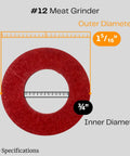 Fiber Thrust Washer For Number 12 Meat Grinders, 4 Pack, Compatible With Hobart LEM Biro Torrey Pro-Cut Weston Avantco And More, 1-5/16 Inch Outer Diameter By 3/4 Inch Inner Diameter By 0.125 Inch Thick, Commercial Replacement Part. Red fiber thrust washer for #12 meat grinder, 1-5/16 in OD and 3/4 in ID