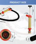 Marine Engine Oil Drain Hand Pump For Boats dimensions, shown with brass body and red fittings for quick oil change