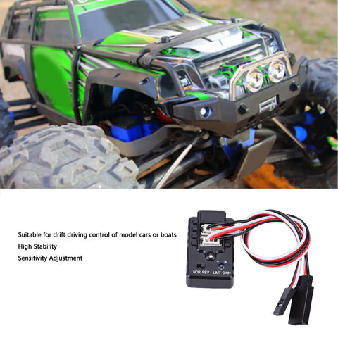 2 Axis RC Gyro Stabilizer For Drift Racing, Vibration Sensor Included, Durable ABS Construction, Precise Gyroscope Module For RC Cars And Boats, Easy Install, Smooth Drifts And Safe Acceleration mounted on RC car