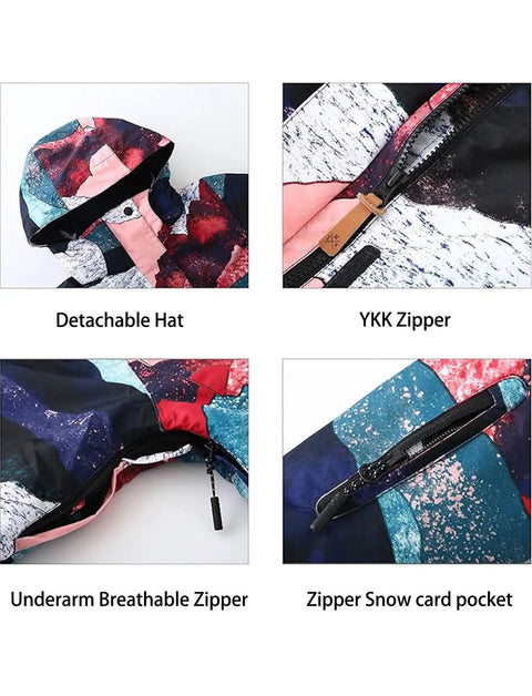 Women's Ski Jacket And Pants Set Waterproof Snow Suit For Snowboarding Hooded Insulated Winter Outerwear Details
