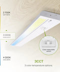 Swivel LED Under Cabinet Lighting Kit 32 Inch showing 3 CCT 2700K-4000K with color selectable switch, white ETL.