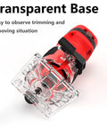 Compact Palm Wood Router Kit with 32000 RPM power, transparent base, quick release lock system, dust proof switch visible