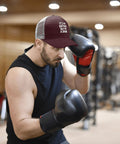 Man boxing wearing Its My Birthday Trucker Hat Unisex Cool Baseball Cap with Modern Design and Adjustable Buckle