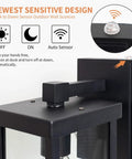 Dusk To Dawn Outdoor Wall Lantern Fixture Set Of 2 With IC Sensor Matte Black Exterior Wall Mount Porch Lights close-up