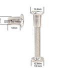Top Shelf Furniture Hardware Kit With M6 Hex Socket Bolts And Barrel Dowel Nuts For Wood Bookcase And Bed Frames Includes Allen Wrench Plus Heavy Duty Silver Fasteners Guaranteeing Zero Hassle Assembly Always, showing metal bolt with dimensions.