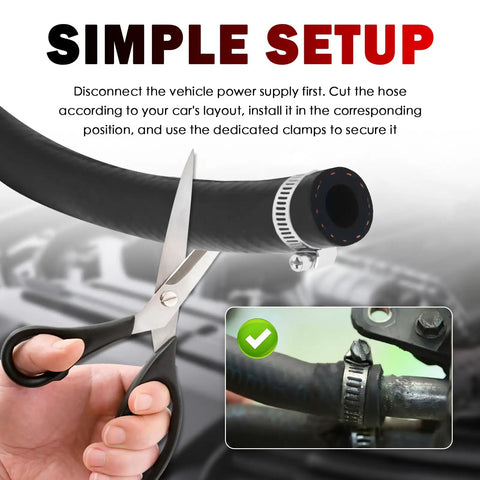 Cutting the Two Piece Built Tough Brake Booster Vacuum Hose Kit With Clamps for installation in a vehicle.