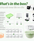 Image showing components of Dope Vertical Hydroponic Growing Tower Kit With Nine Layers And Thirty Six Plant Spots, including trays and pump.