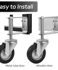 Installed view of upgrade gate wheel 1700 lb load capacity heavy duty 6 inch gate caster with 360 degree rotation on metal and wood gates