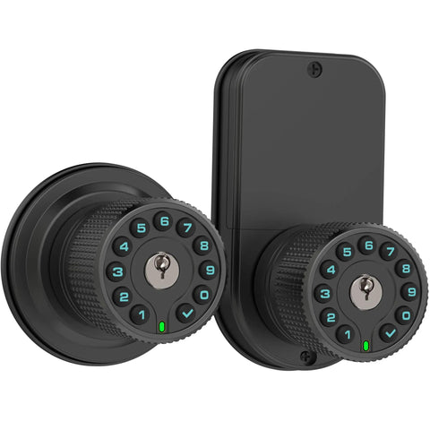 Two Sided Keypad Door Knob With Dual Cylinders And Key Alike No Hassle Keyless Entry Smart Lock For Front Door Gate Fence Or Poolside