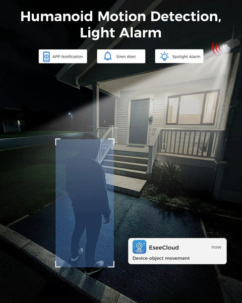 Person detected by 4K Ultra HD Security Camera System With 10 Inch Touch Screen NVR And Four 8MP Outdoor Cameras, IP66.