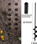 Garden Auger Drill Bit Set For Planting, 16.5 Inch Solid Core Shaft, 3/8 Inch Hex Drive, Dual Size 3 Inch Hole Diggers shown in use