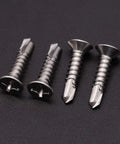 Size 10 By 1 Inch Stainless Steel 410 Self Tapping Screws For Metal With Self Drilling Countersunk Flat Head Phillips Drive 100 Pack