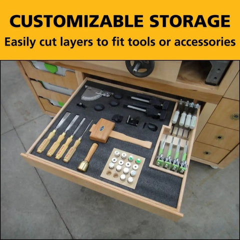 Kaizen Foam Sheet For Tool Organizers And Storage, Pro Grade Customizable Inserts To Create Snug Tool Fits And Prevent Scratches in drawer