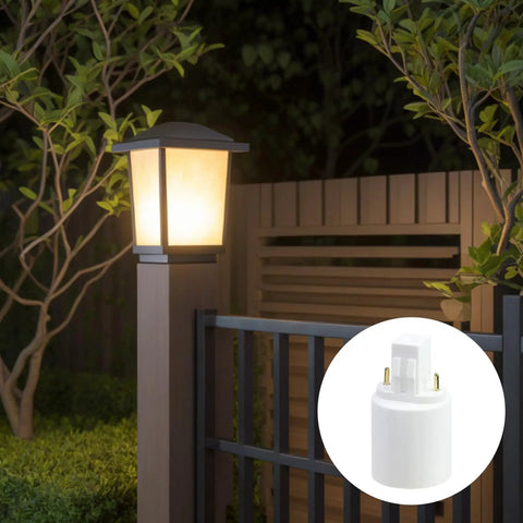 4 Pack GX23 To E27 Light Socket Adapters Converter In Line Lamp Holder 2 Pin Base Flame Retardant PBT Construction With Copper Nickel Pins For Durable Contact And Easy Plug And Play No Tools Needed White