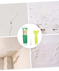 Two Pack Wall Repair Cream Kit With Scraper And Precision Applicator For Quick Interior And Exterior Crack Repair Self Adhesive Paste For DIY Home Projects with visible wall repair effects on cracks and holes.
