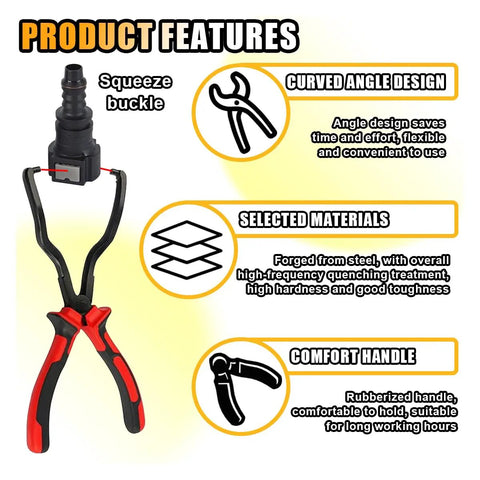 Fuel Line Pliers Quick Disconnect Tool For Gas Hose Clips, Heavy Duty Carbon Steel, Red Handle, Product Features View