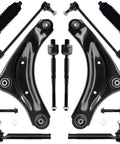 Front End Suspension Kit For 2011 2017 Nissan Juke And 2011 2013 Nissan Leaf 10 Piece Upgrade Includes 2 Lower Control Arms With Ball Joints, 2 Sway Bar Links And 4 Outer Inner Tie Rod Ends displayed
