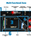 M170 Silicone Soldering Mat 17.3 By 12.2 Inches Heat Resistant With Eight Function Zones Magnetic Soldering Pad layout diagram