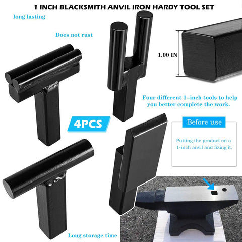 1 Inch Anvil Hardy Tool Set For Metalworking With Creasing Tool Stake Bottom Fuller Hot Cut Tool Turning Bending Scrolling Fork