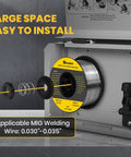 140A 3 In 1 MIG Flux Core Stick Lift TIG Welder wire compartment with dual voltage 110V 220V IGBT inverter for DIY