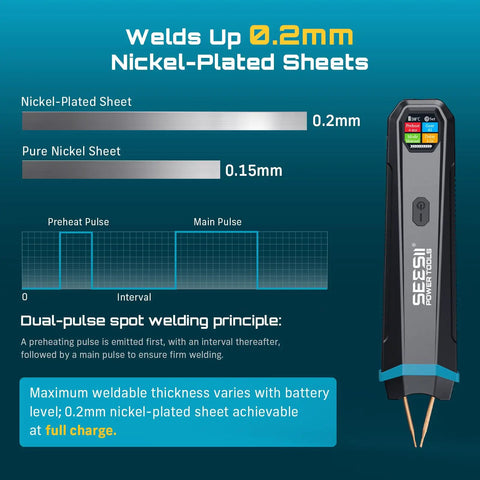 Rechargeable Cordless Battery Spot Welder With Visual Display 3360W Max Power 1-99 Gear Settings Copper Tips Portable
