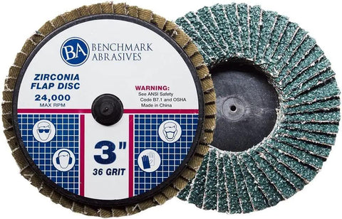 3 Inch Quick Change Zirconia Flap Disc Set With Pro Grade Build and Male R Type Back Design For Die Grinder Finishing Deburring Weld Lines And Irregular Surfaces 120 Grit 10 Pack