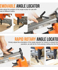 Pneumatic Picture Frame V Nailer in action, showing removable and rotary angle locators for 5/16 to 19/32 inch nails.